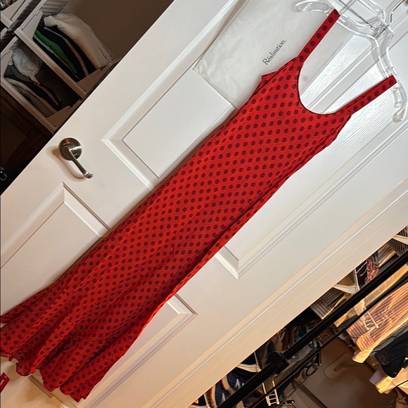 Realisation Par Dresses & Skirts - NWT REALISATION The Allegra Silk Polka Dot Maxi Dress in Aura (red) sz XS